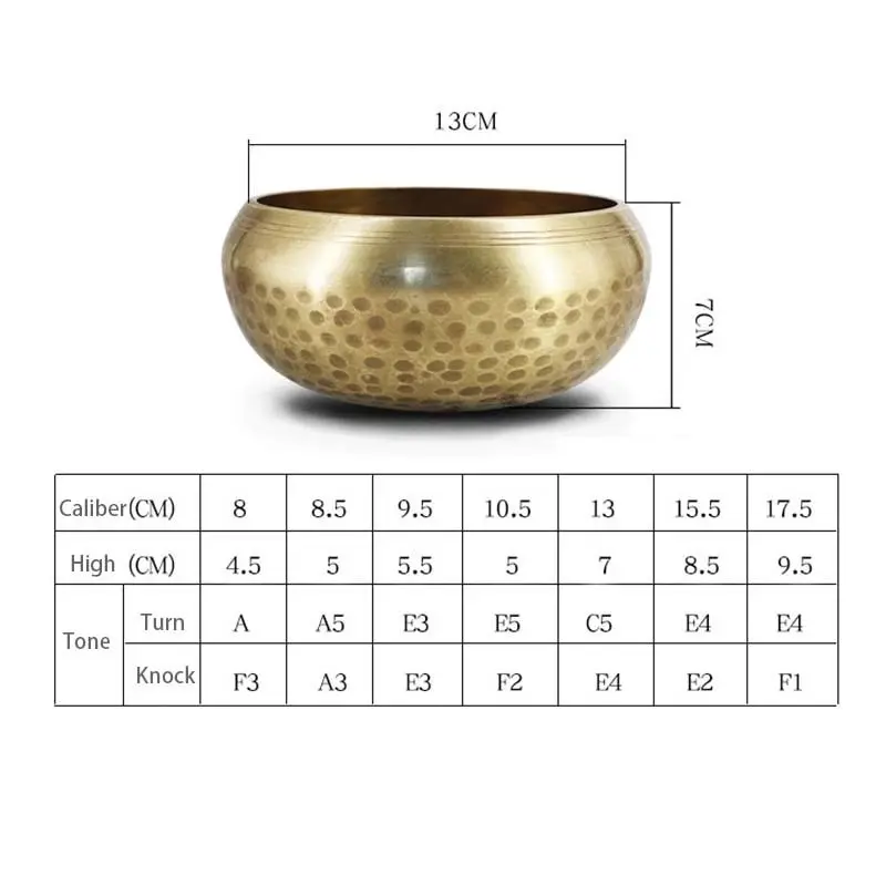 Copper Tibetan Buddhism Meditation Singing Bowl 7 sizes