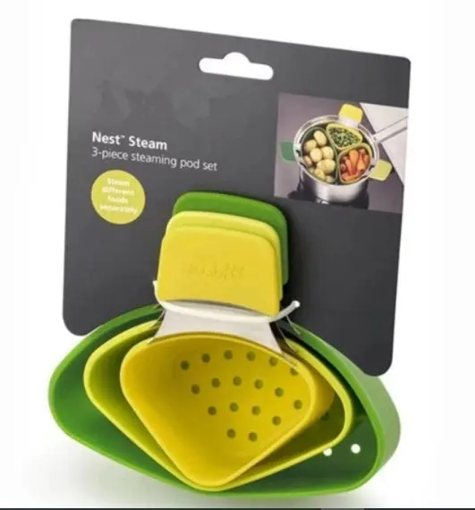 Collapsible Kitchen Silicone Cooking Steam Basket 3pc