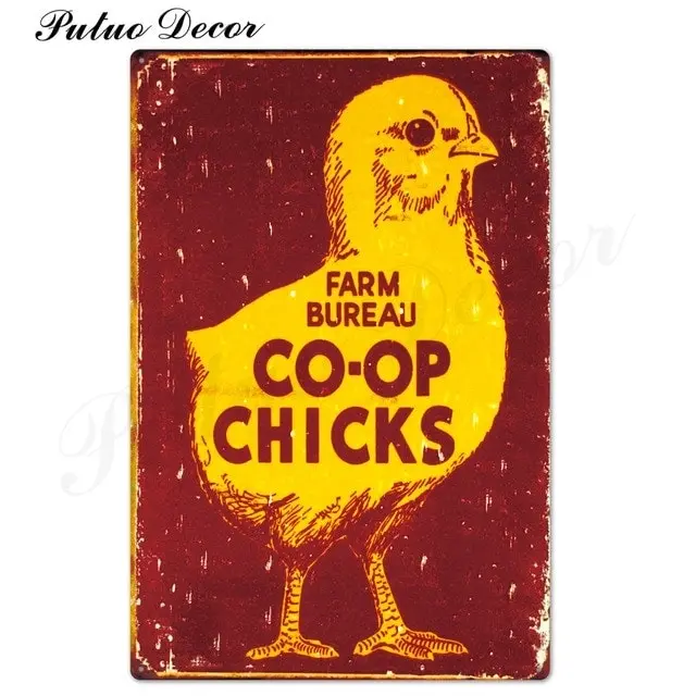 Rooster/chicken farmhouse retro hanging sign wall decor, 24 styles