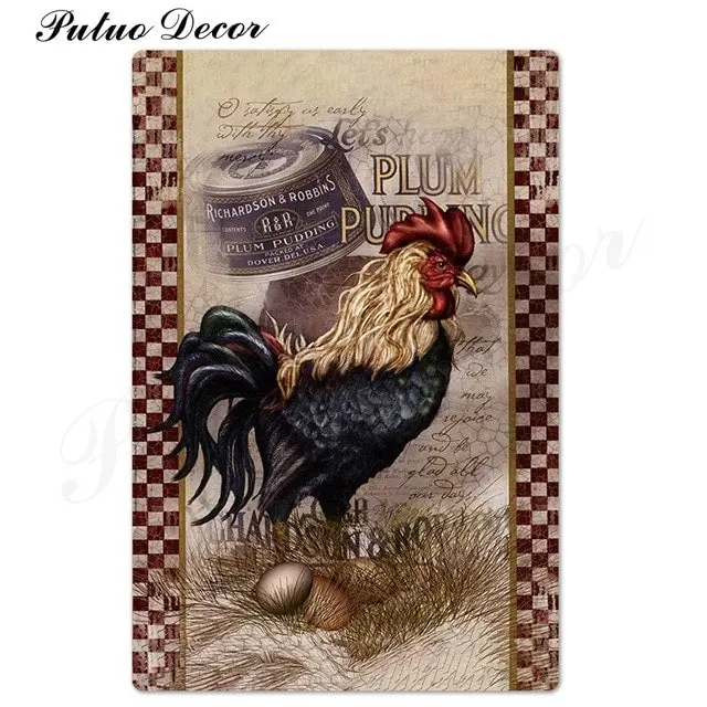 Rooster/chicken farmhouse retro hanging sign wall decor, 24 styles