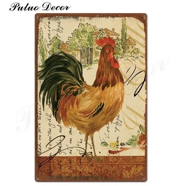 Rooster/chicken farmhouse retro hanging sign wall decor, 24 styles