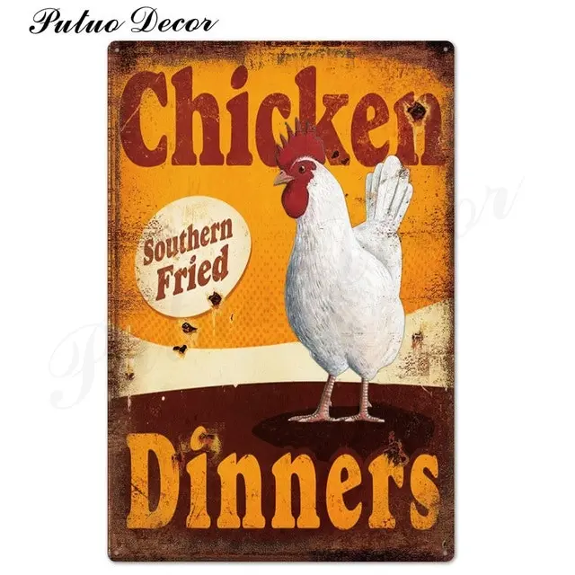 Rooster/chicken farmhouse retro hanging sign wall decor, 24 styles