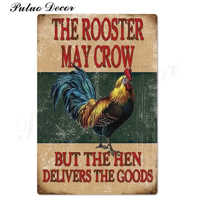 Rooster/chicken farmhouse retro hanging sign wall decor, 24 styles