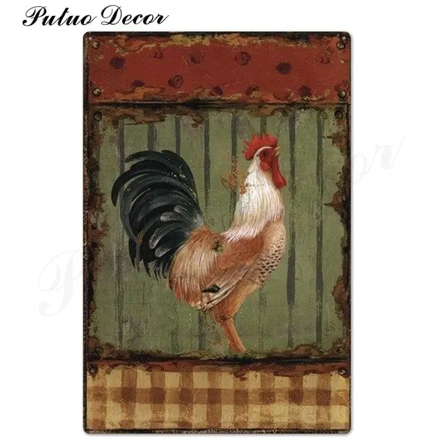 Rooster/chicken farmhouse retro hanging sign wall decor, 24 styles