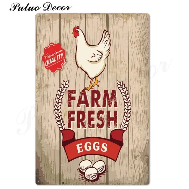 Rooster/chicken farmhouse retro hanging sign wall decor, 24 styles