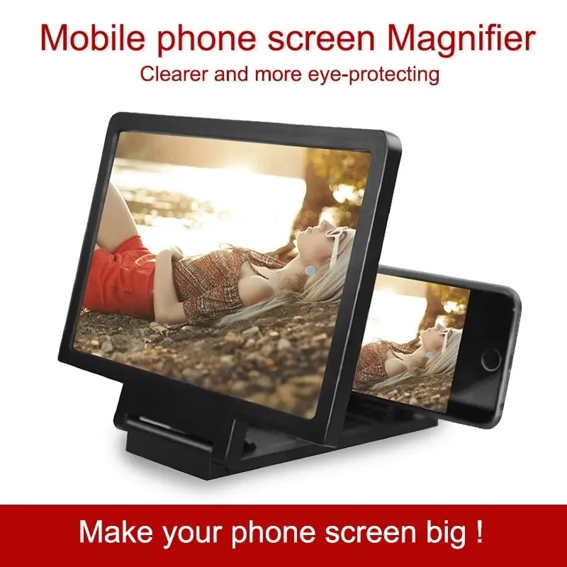 Foldable 3D Mobile Phone Magnifier Screen Amplifier HD Stand