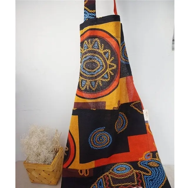 Vibrant Print Apron with Pocket. 6 Colors, 75 x 60cm