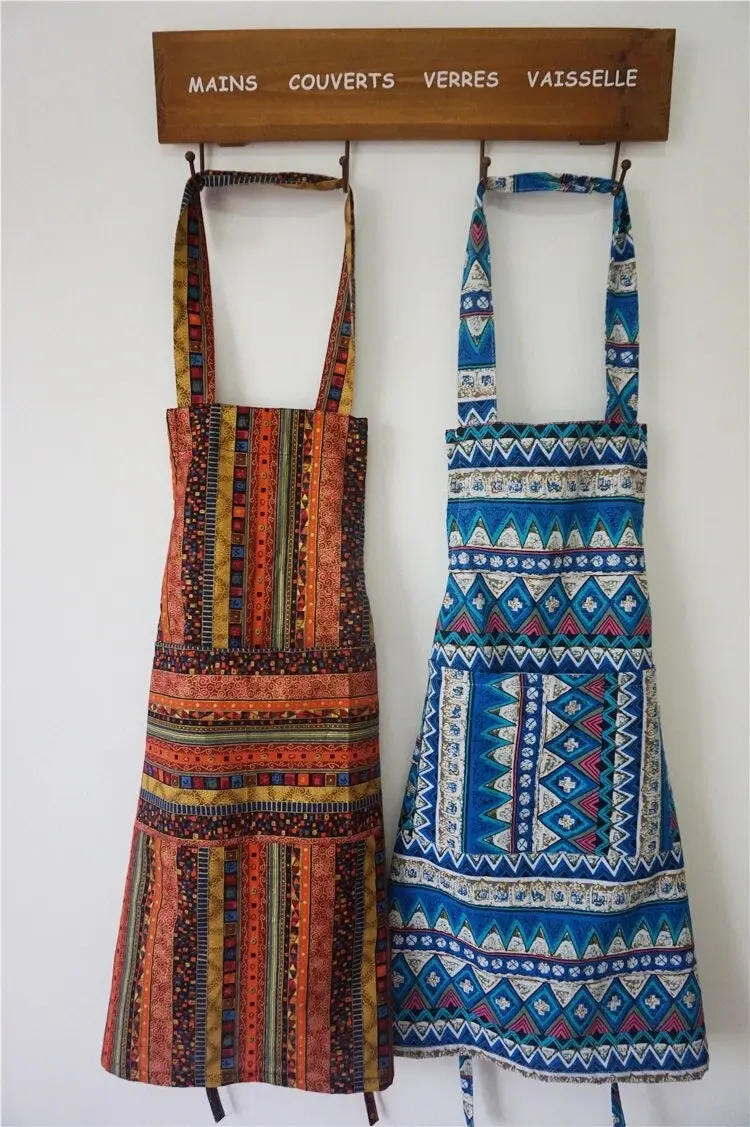 Vibrant Print Apron with Pocket. 6 Colors, 75 x 60cm