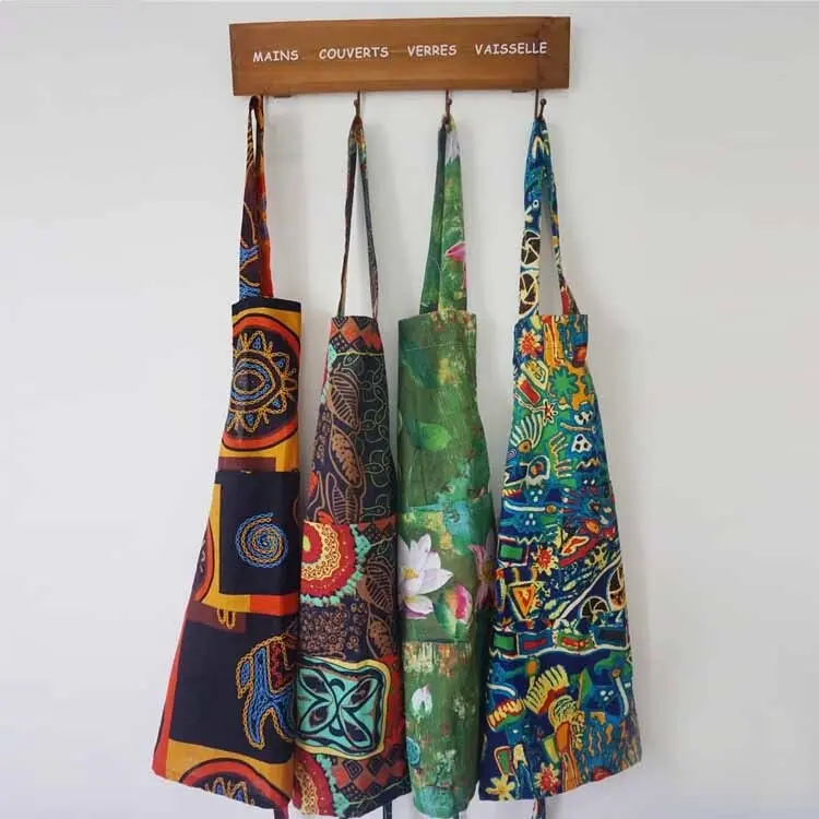 Vibrant Print Apron with Pocket. 6 Colors, 75 x 60cm