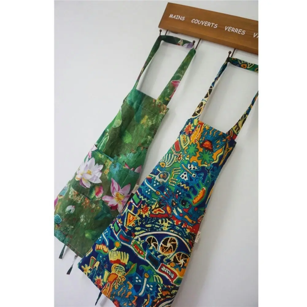 Vibrant Print Apron with Pocket. 6 Colors, 75 x 60cm