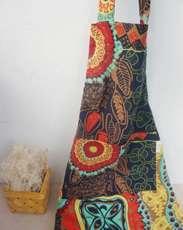 Vibrant Print Apron with Pocket. 6 Colors, 75 x 60cm