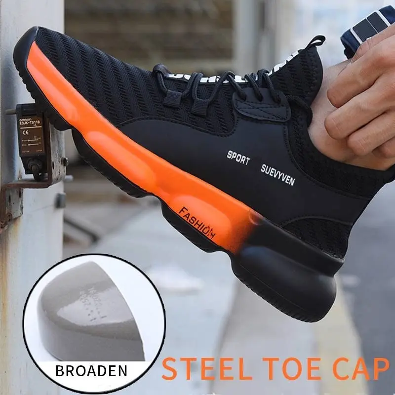 Men’s Waterproof Stab-Proof Steel Cap Comfy Safety Shoes