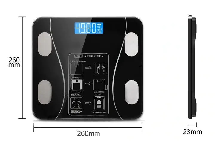 Smart Bluetooth Body Fat Analyzer Bath Scale, IOS Android.