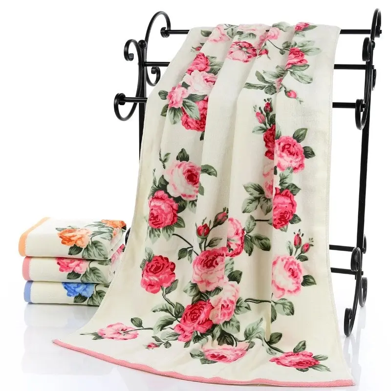 Floral Rose Luxury Cotton Bath Towel, 3 colours, 2 sizes