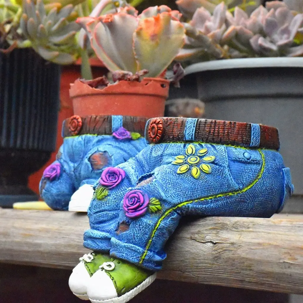 Denim Pants Planter Pot Succulent Decorative Flowerpot