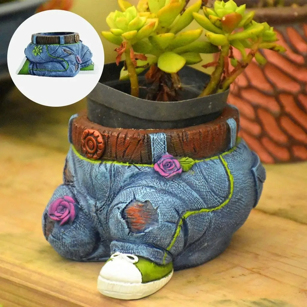 Denim Pants Planter Pot Succulent Decorative Flowerpot