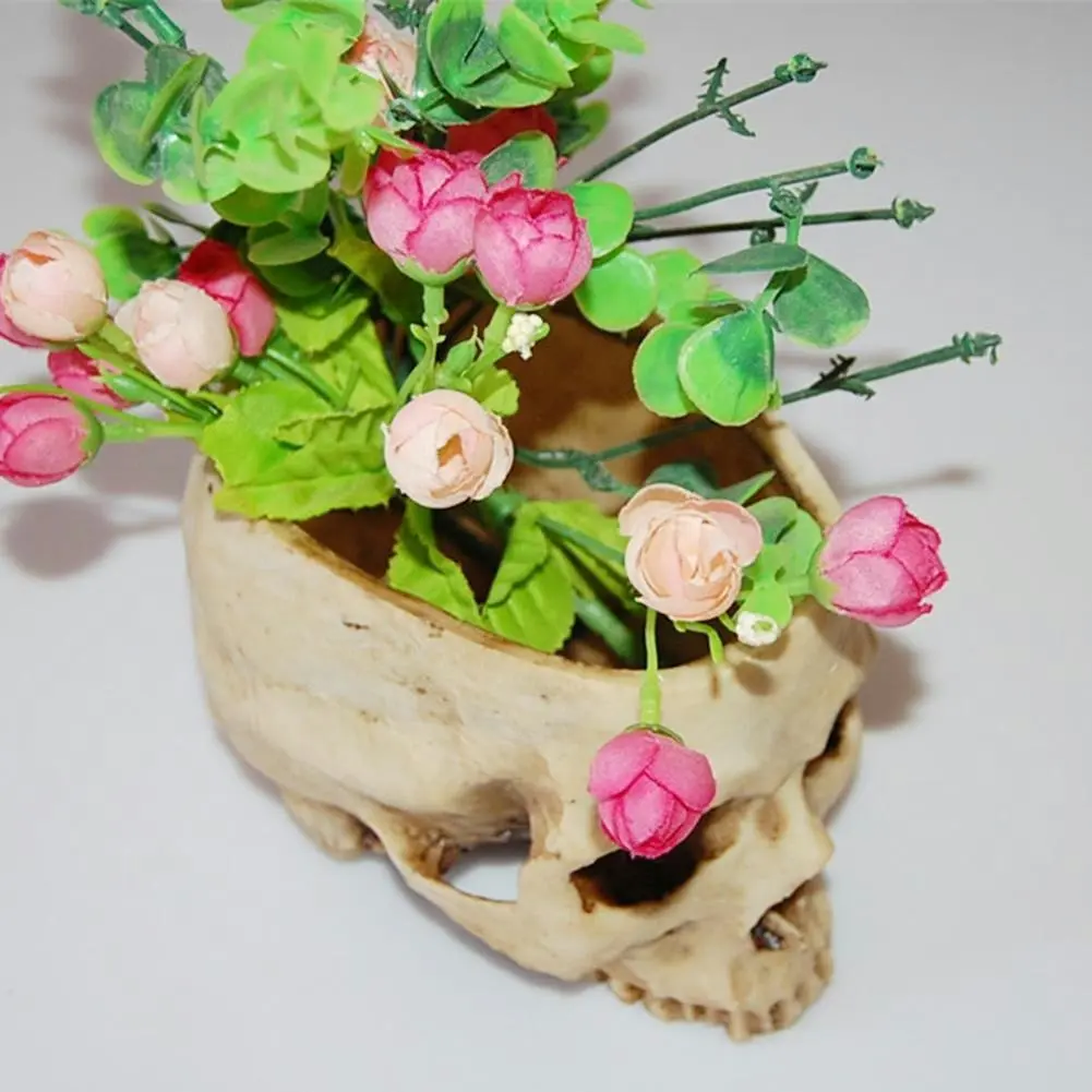 Human Skull Planter Pot Garden Décor Flower Succulent Pot