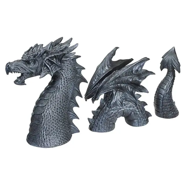 3pc Gothic Dragon Statue Lawn Garden Sculpture Decoration