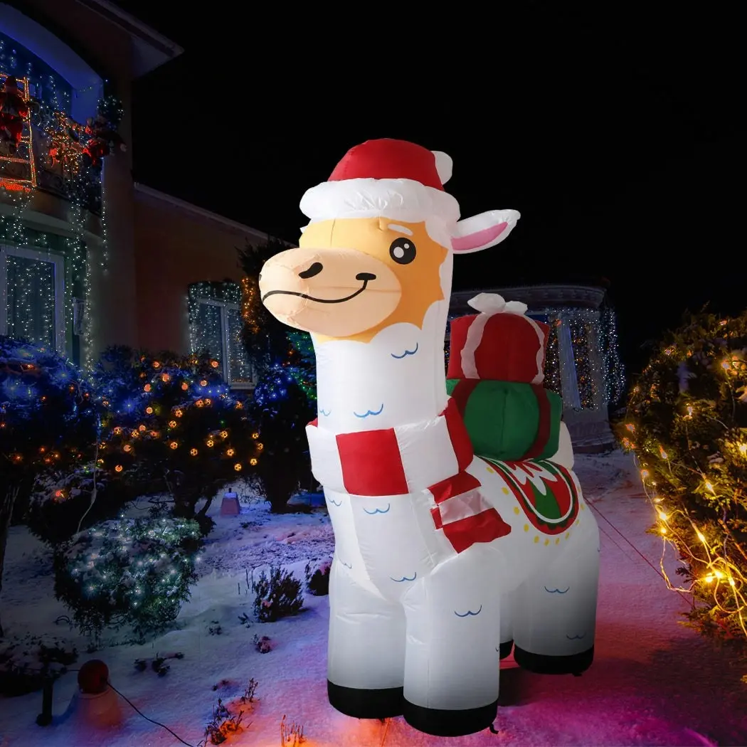 Santaco Inflatable Christmas Decorations Xmas Alpaca 1.8M LED Lights Xmas Party