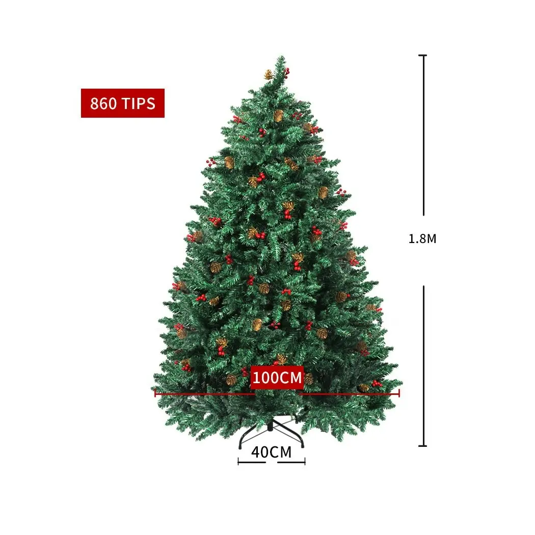 Santaco Christmas Tree 1.8M 6Ft Pinecone Decorated Xmas Home Garden Decorations