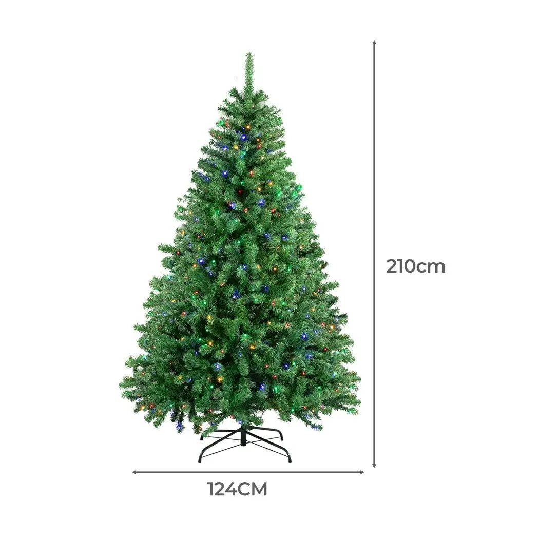 Santaco Artificial Led Christmas Tree with Lights 2.1M Pre Lit Xmas Decor 8 Mode