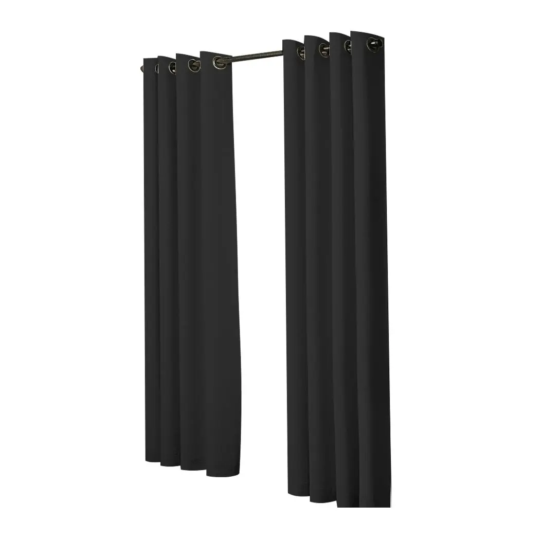 Traderight Group  2x Blockout Curtains Panels 3 Layers Eyelet Room Darkening 140x230cm Black