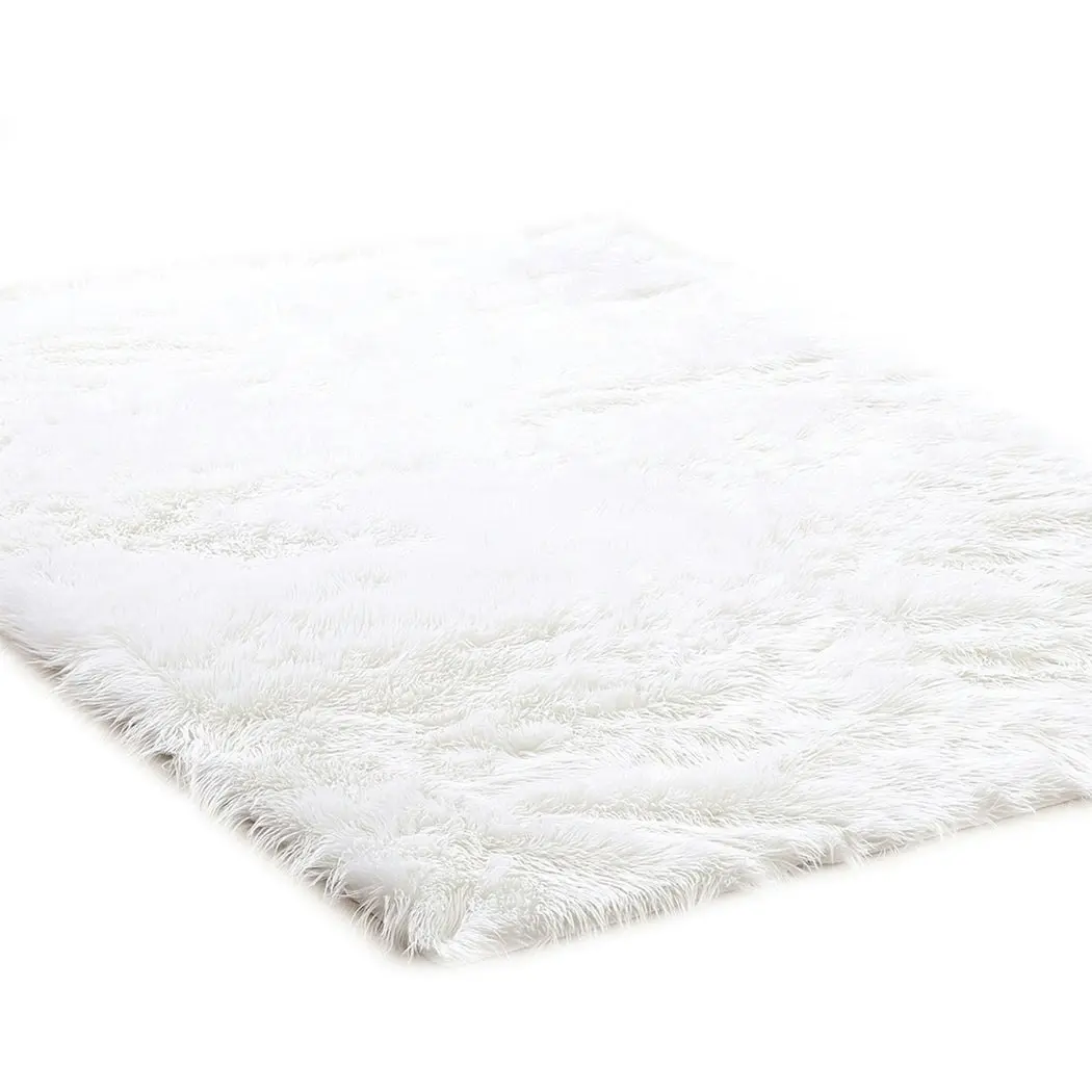 Traderight Group  Floor Rug Shaggy Carpet Area Rugs Soft Fur Living Room Bedroom Mats 80X150 White