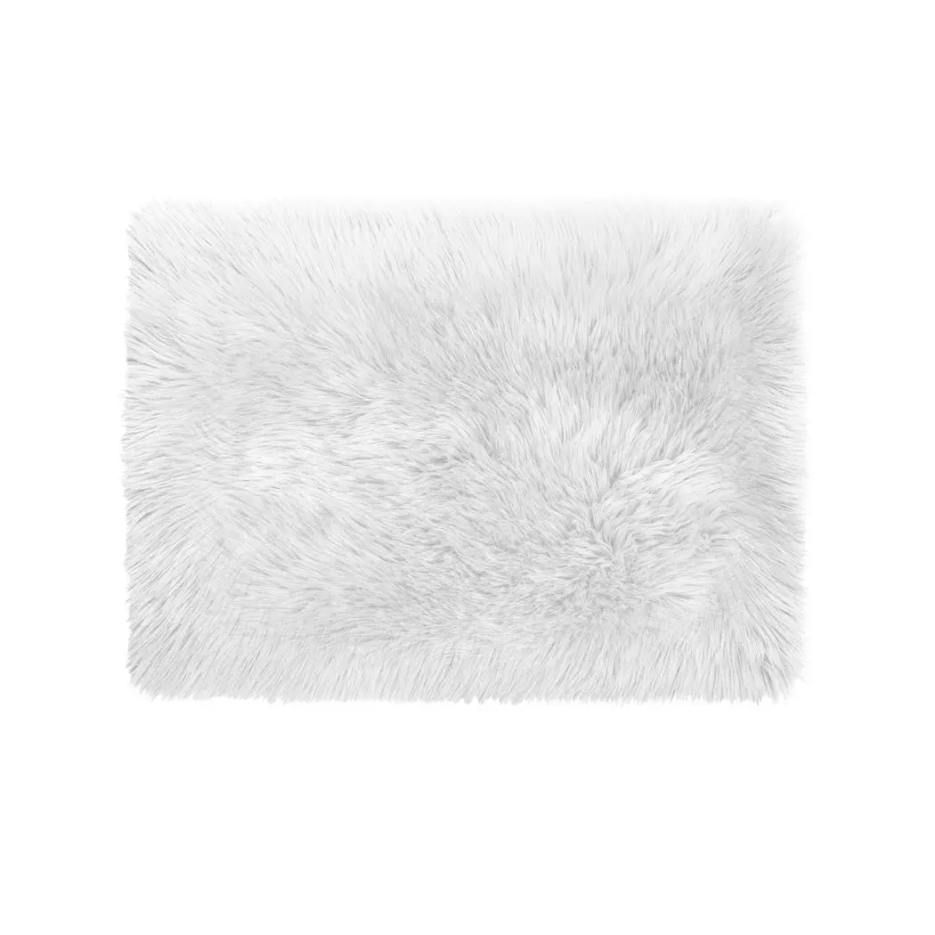 Traderight Group  Floor Rug Shaggy Carpet Area Rugs Soft Fur Living Room Bedroom Mats 80X150 White