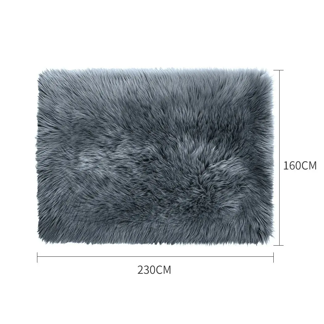 Traderight Group  Floor Rug Shaggy Carpet Area Rugs Soft Fur Living Room Bedroom 160X230 Dark Grey