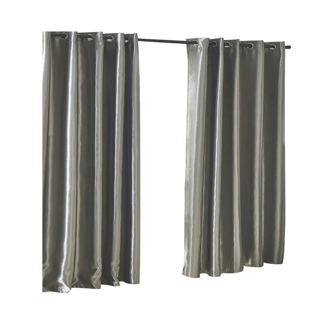 Traderight Group  2X Blockout Curtains 3 Layers Pure Fabric Thermal Insulated Grey 300CM x 230CM