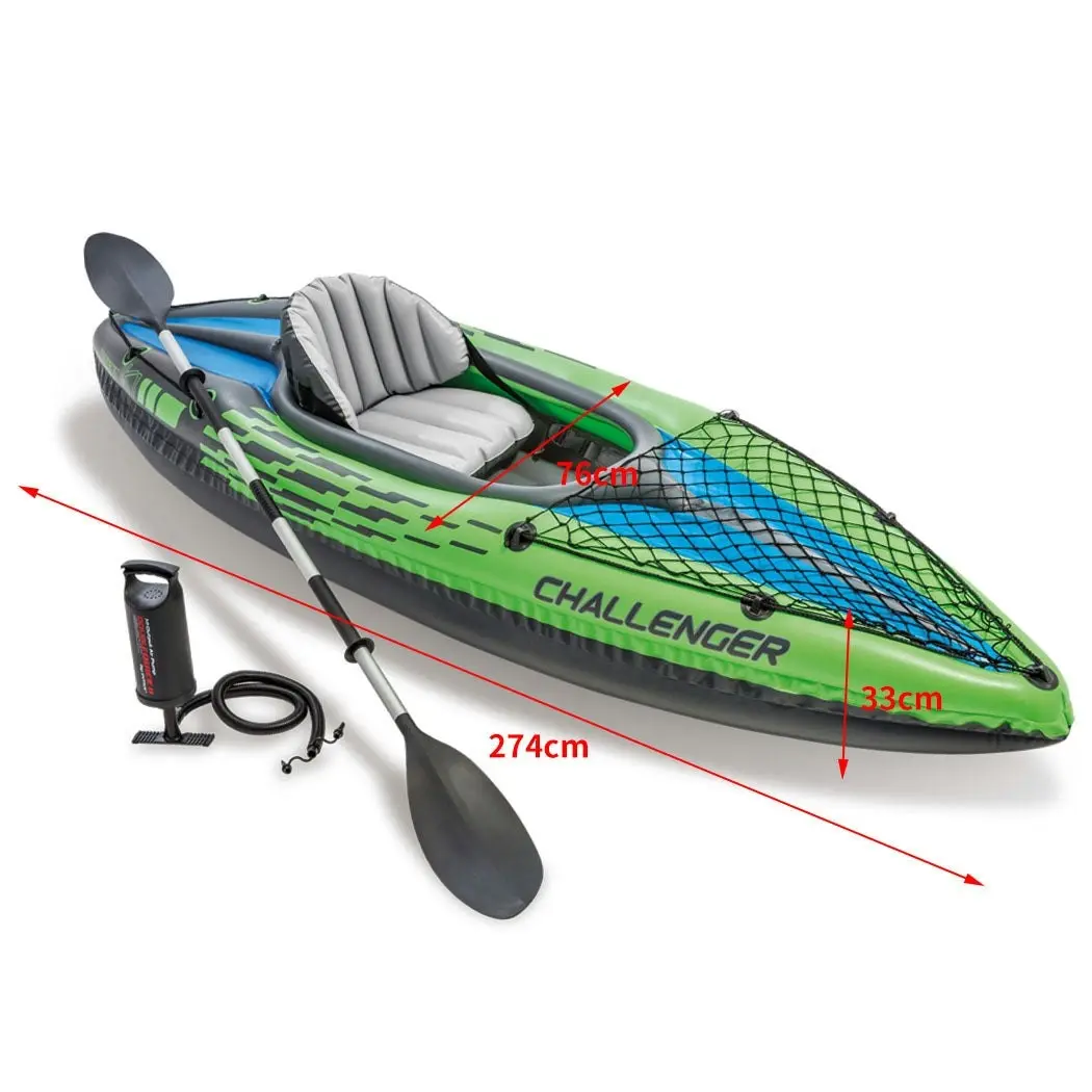 Intex Inflatable Kayak Boat K1 Sports Challenger 1 Seat Person Floating Oar Lake