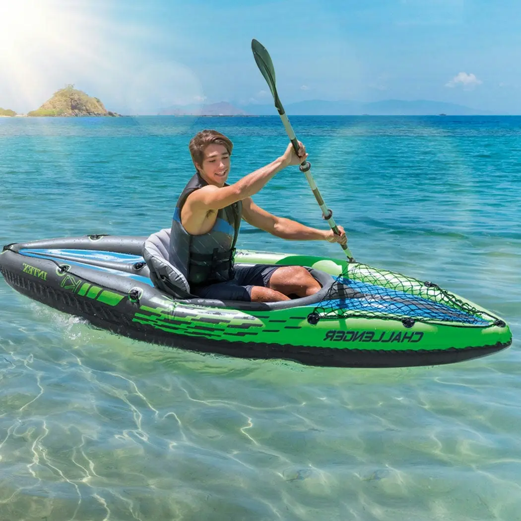 Intex Inflatable Kayak Boat K1 Sports Challenger 1 Seat Person Floating Oar Lake