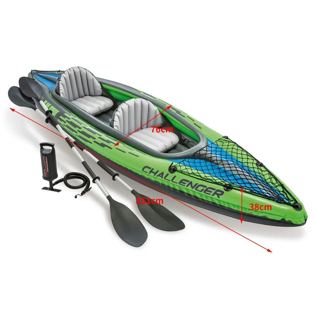 Intex Inflatable Kayak Boat K2 Sports Challenger 2 Seat Person Floating Oar Lake