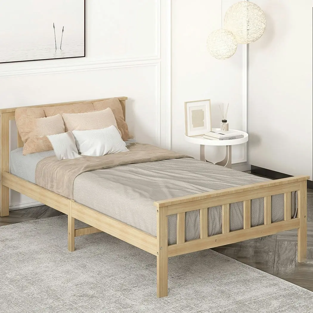 Levede Wooden King Single Bed Frame Mattress Base Solid Pine Wood Natural