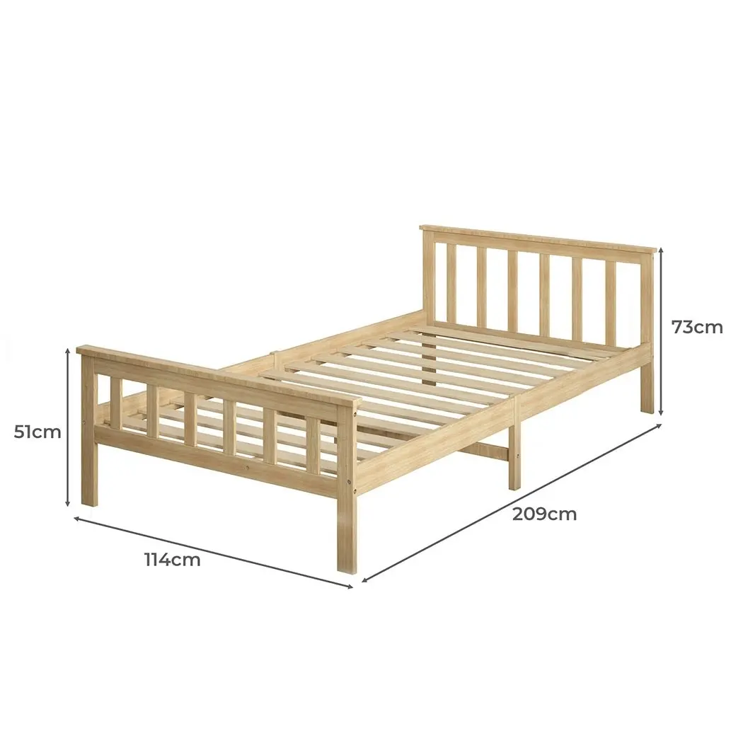 Levede Wooden King Single Bed Frame Mattress Base Solid Pine Wood Natural