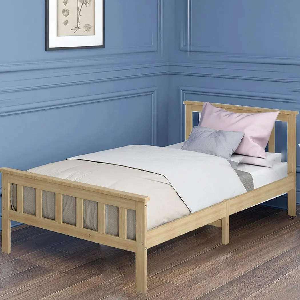 Levede Wooden King Single Bed Frame Mattress Base Solid Pine Wood Natural