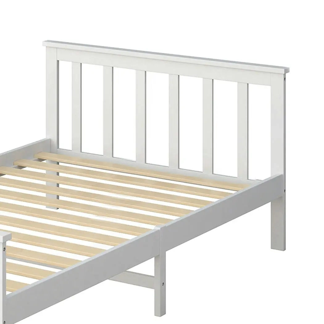 Levede Wooden Bed Frame King Single Size Mattress Base Solid  Pine Wood White