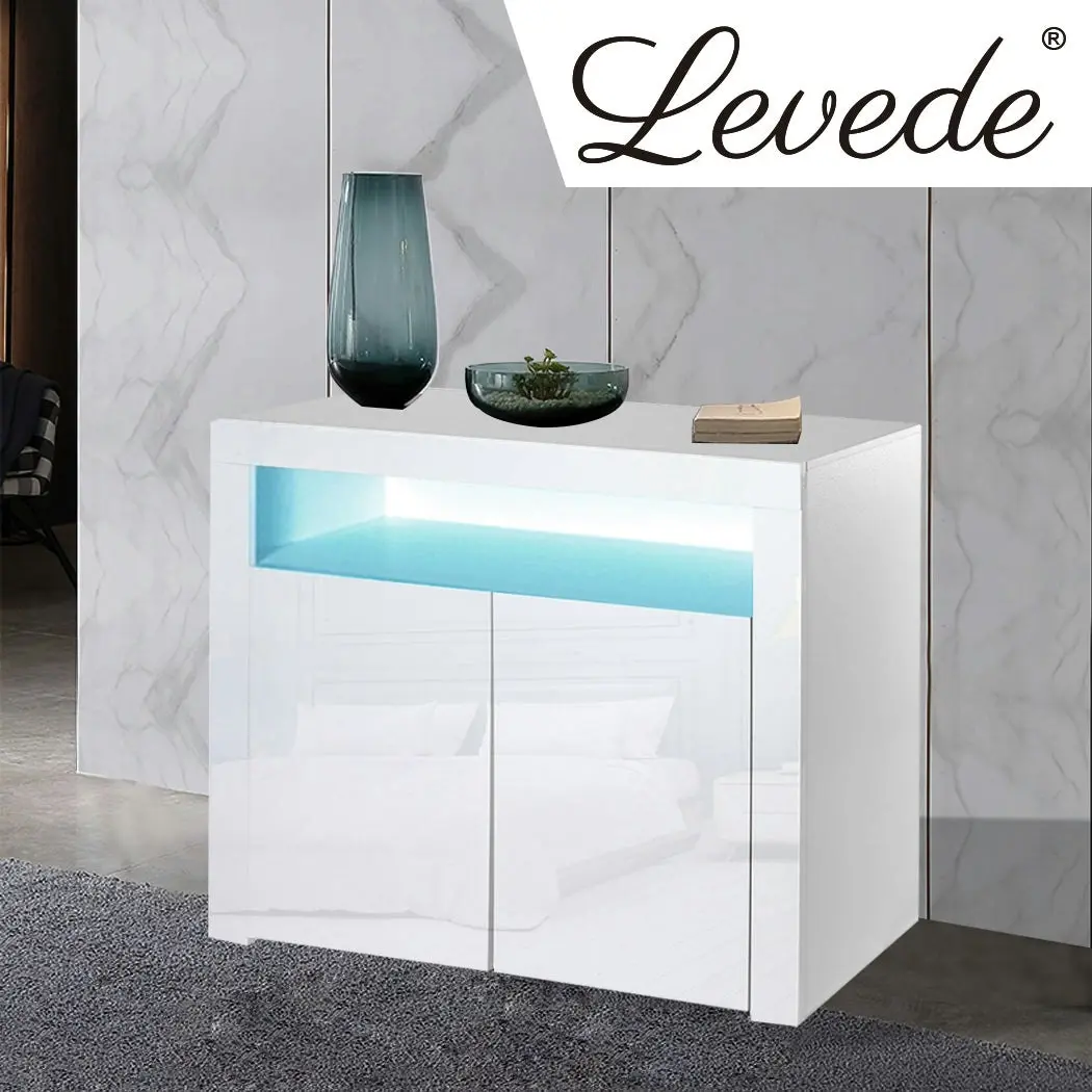 Levede Buffet Sideboard Storage Cabinet Modern High Gloss Furniture LED 107cm