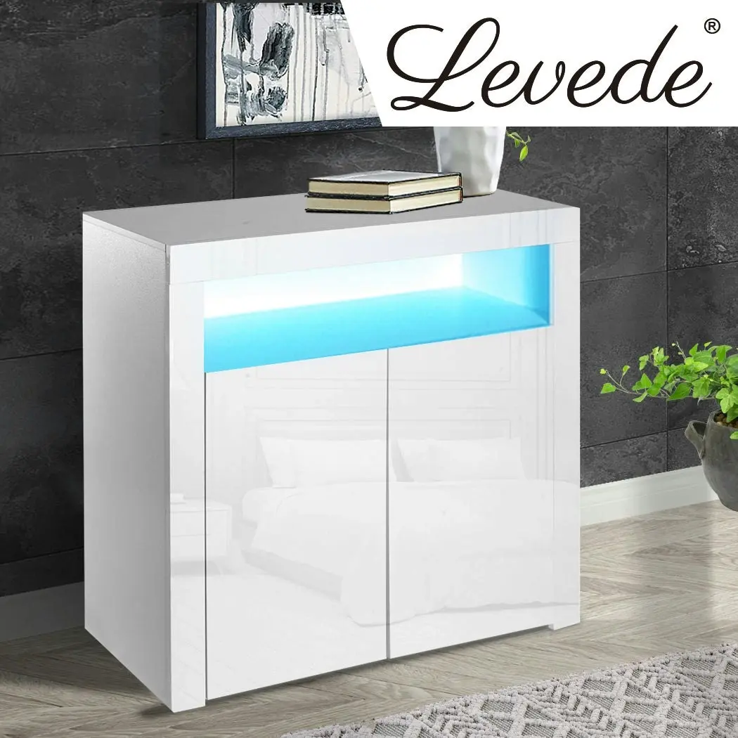 Levede Buffet Sideboard Storage Cabinet Modern High Gloss Furniture LED 107cm