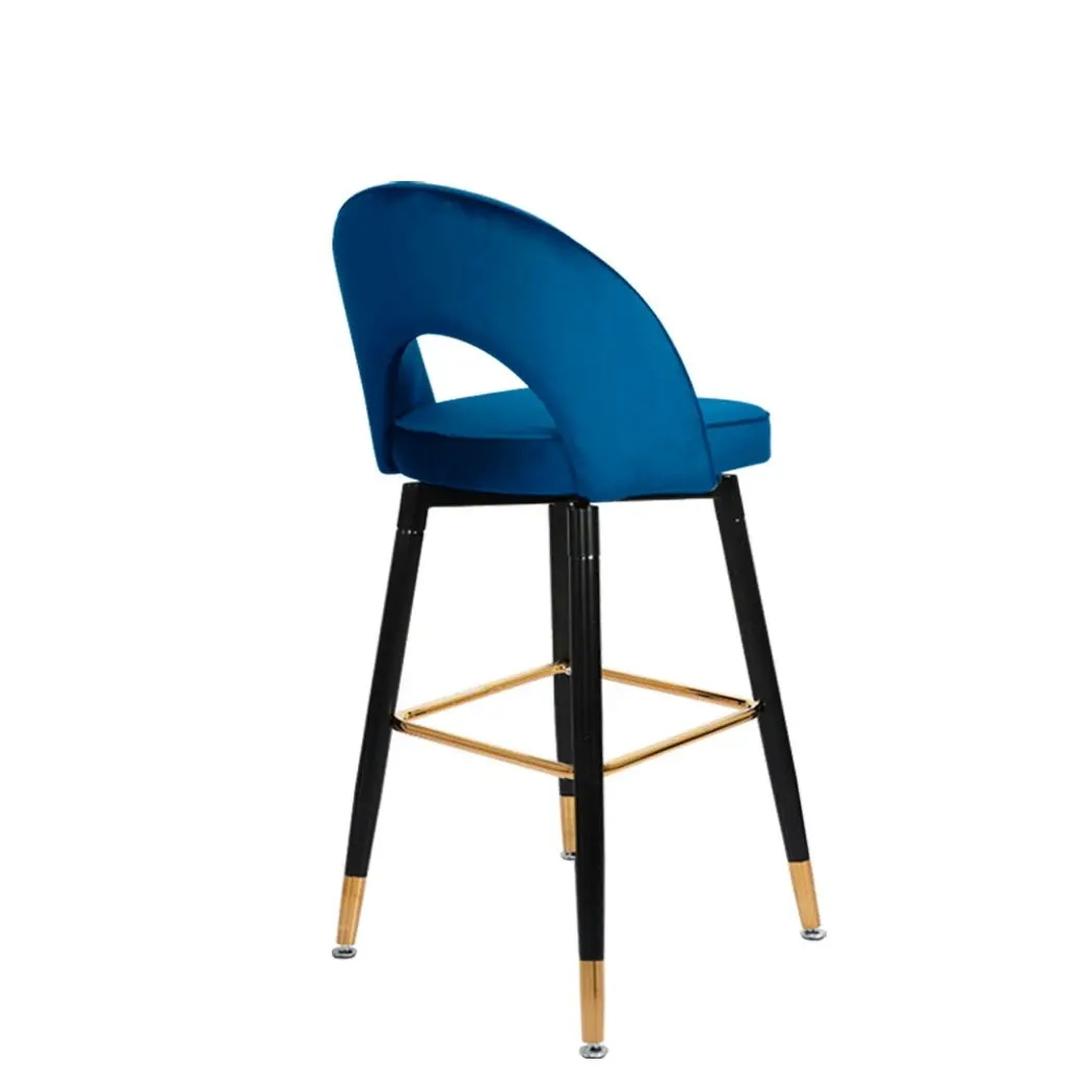 Levede 2x Bar Stools Kitchen Stool Chairs Velvet Swivel Barstools Luxury Blue