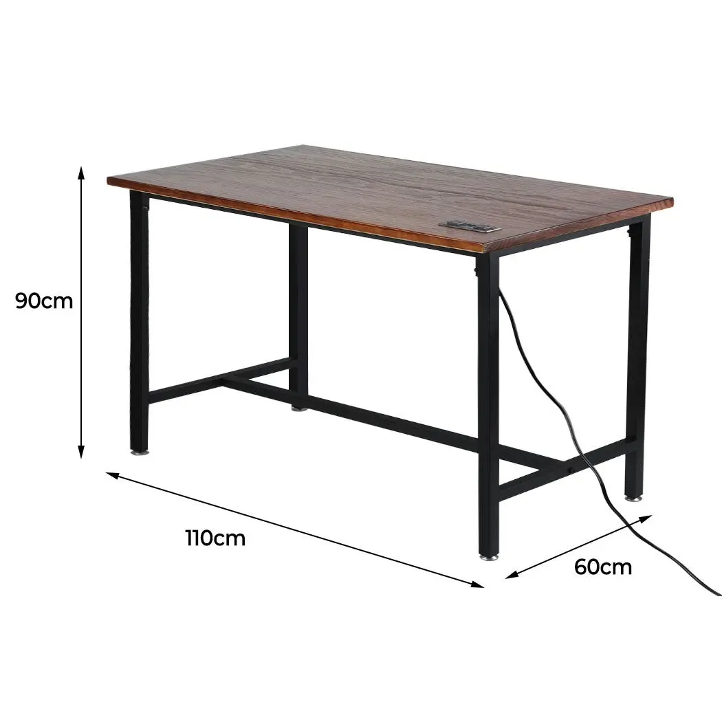 Levede High Bar Table Office Desk USB Charge Vintage Industrial Dining 110x60CM