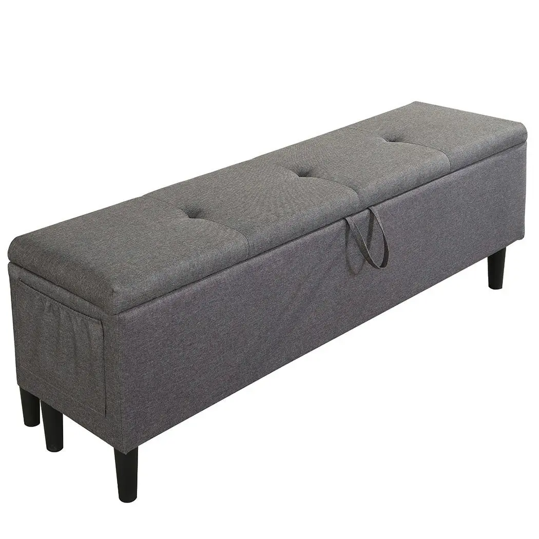 Levede Queen Storage Bed Frame Ottoman Fabric Mattress Base Wooden Platform