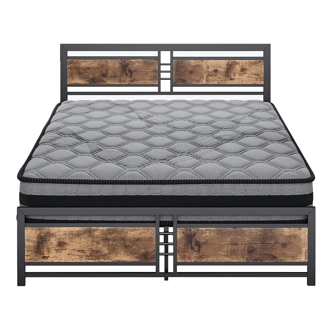 Metal Bed Frame Mattress Base Set Wood King Double Queen Pocket Spring HD Foam D