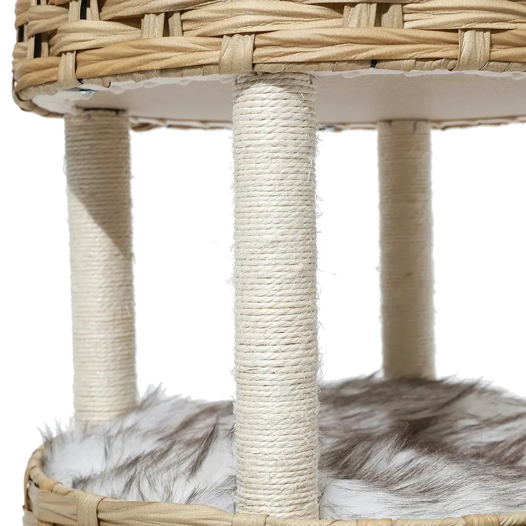 Pawz Rattan Cat Bed Nest Hand Woven Washable Kitty Interactive House Dome Wicker