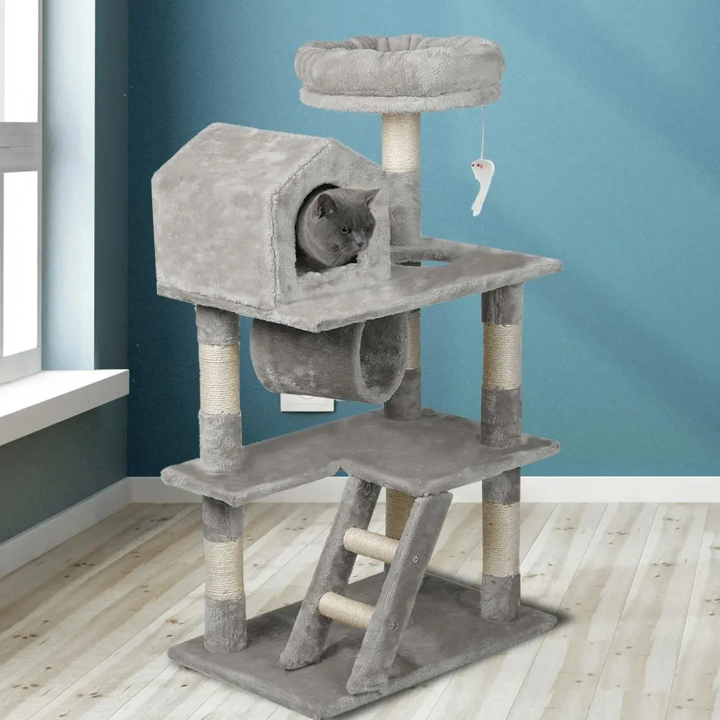 Pawz Cat Tree Scratching Post Scratcher Tower Condo House Furniture Grey 110cm