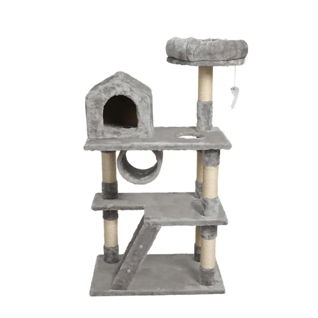 Pawz Cat Tree Scratching Post Scratcher Tower Condo House Furniture Grey 110cm