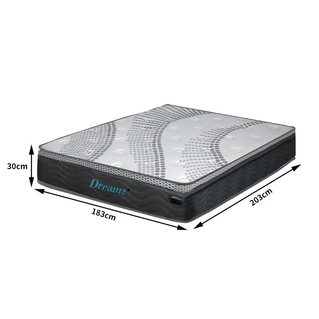 Dreamz Pocket Spring Mattress Cool Gel Memory Foam Euro Medium Firm 30CM King