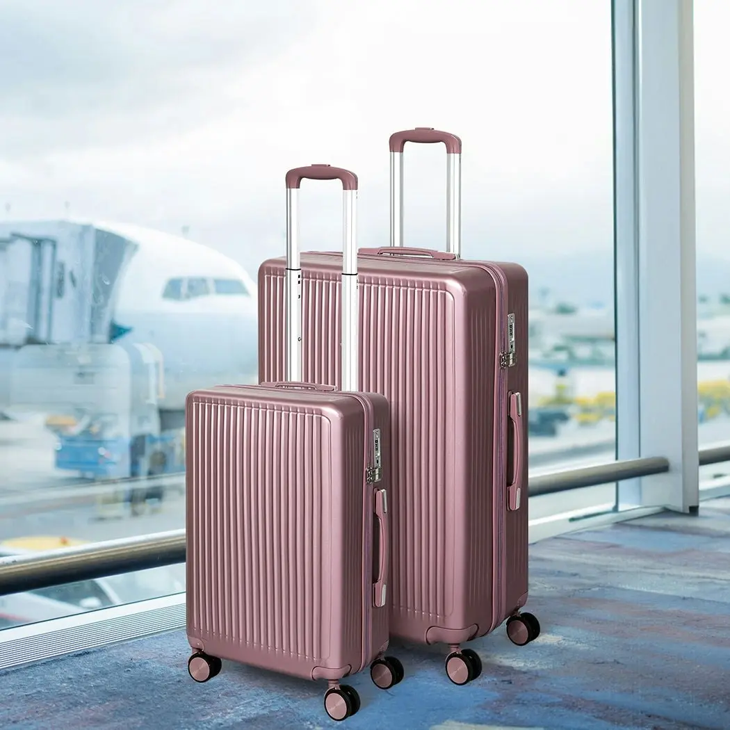 Slimbridge Luggage Suitcase Trolley Set Travel Lightweight 2pc 20"+28" Rose Gold