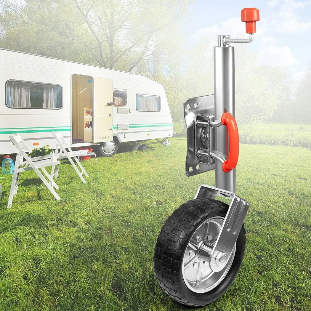 Jockey Wheel 10 inch Swing Up 1000KG Rubber Wheels Bolt On Trailer Caravan Boat