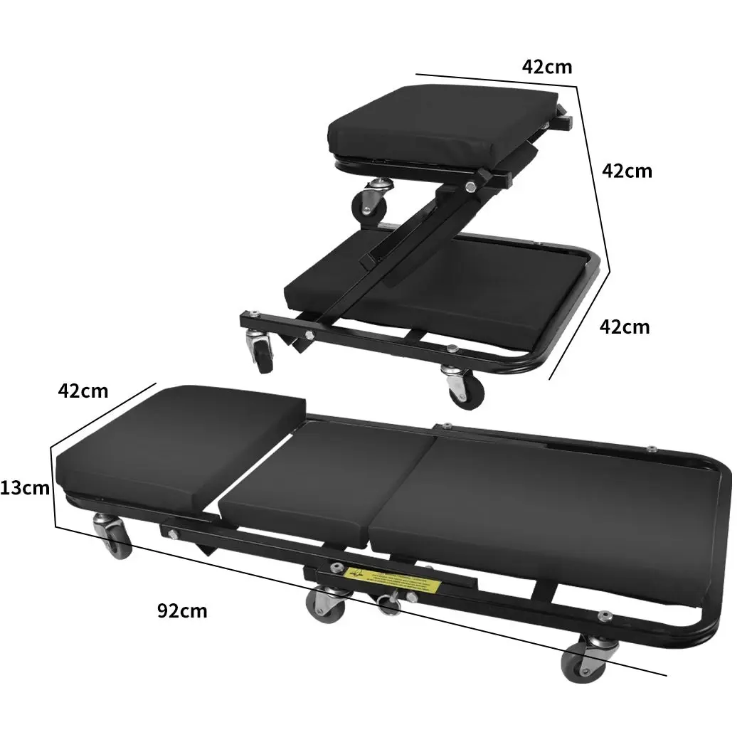 Traderight Group  Traderight Garage Creeper Mechanic 92cm Folding Repair Trolley Workshop Stool